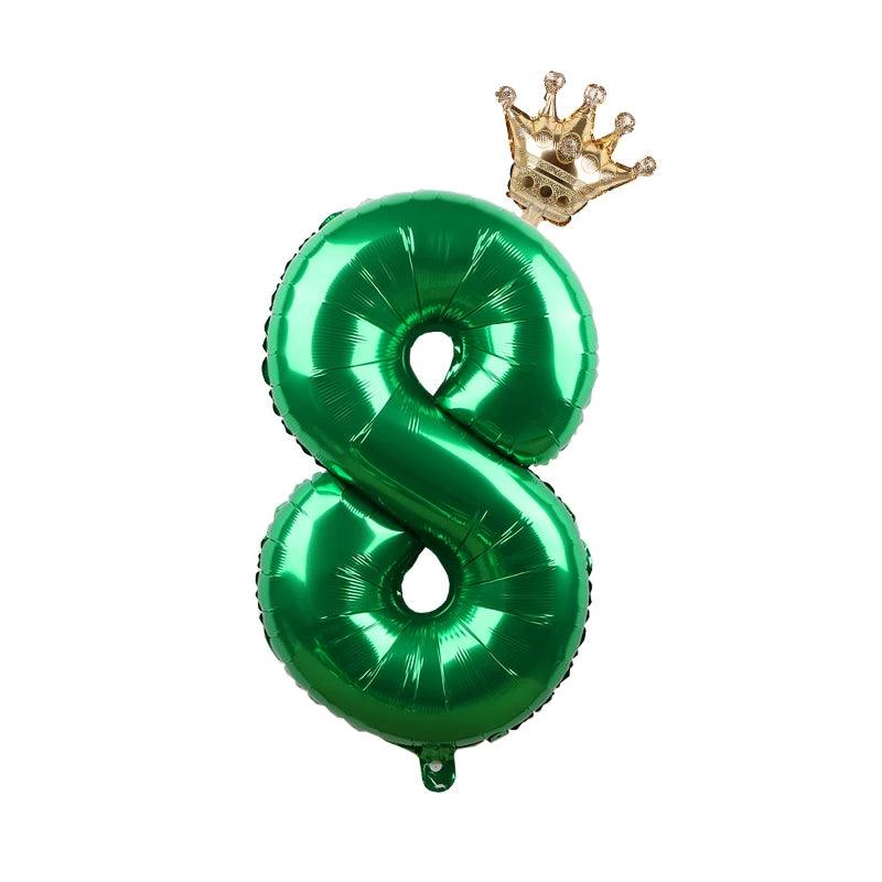 2pcs 32inch Rainbow Number Foil Balloons with Crown for Kids Boy Girl 1st Birthday Party Decorations Rose Gold Figures Globos - NTKSTORE