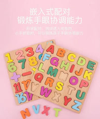 Colorful Alphabet Number Wooden Puzzles Kids Intelligent Matching Game Preschool Children Early Educational Toys