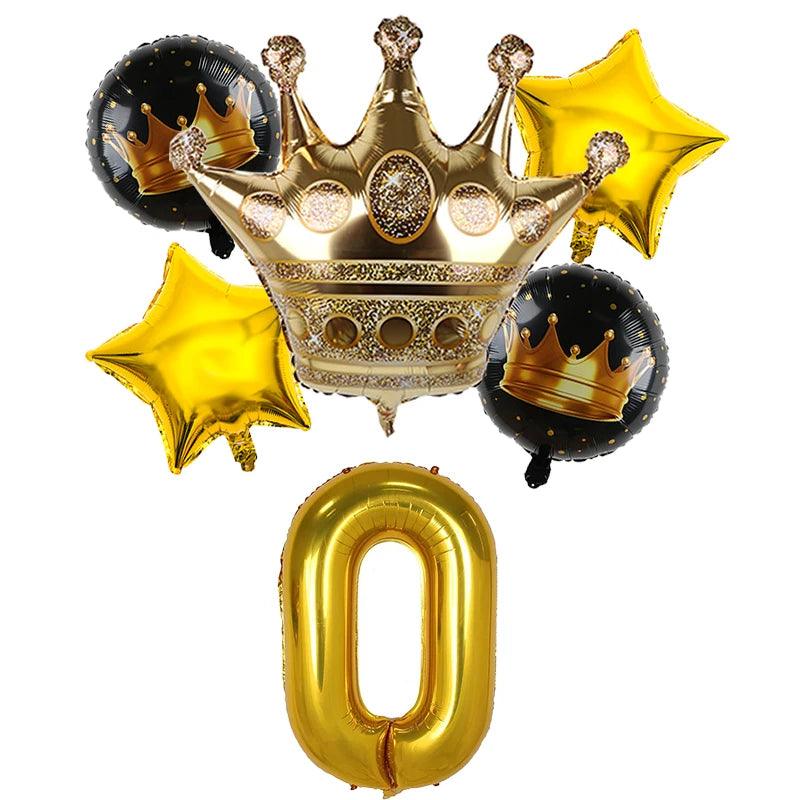 2pcs 32inch Rainbow Number Foil Balloons with Crown for Kids Boy Girl 1st Birthday Party Decorations Rose Gold Figures Globos - NTKSTORE