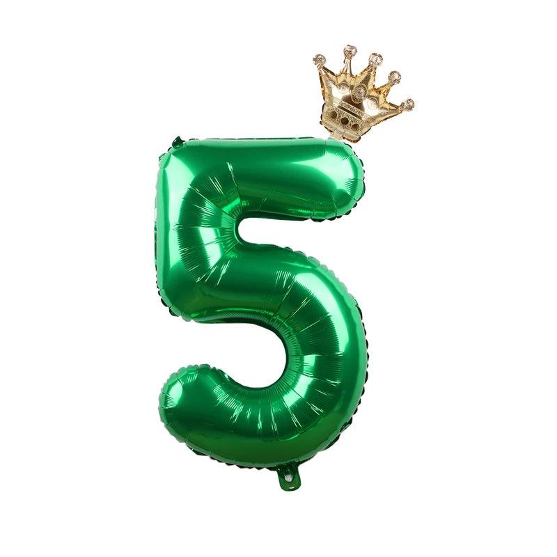 2pcs 32inch Rainbow Number Foil Balloons with Crown for Kids Boy Girl 1st Birthday Party Decorations Rose Gold Figures Globos - NTKSTORE