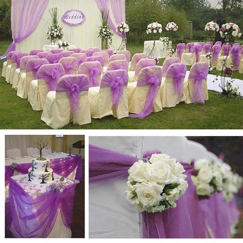 5/10M Sheer Crystal Wedding Tulle Roll Organza Fabric For Wedding Birthday Party Backdrop Decor DIY Wedding Organza Chair Sashes - NTKSTORE