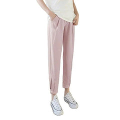 Chiffon Thin Summer Maternity Ankle Pants Fashion Split Button Design Clothes For Pregnant Women Pregnancy Casual Harem Trousers - NTKSTORE