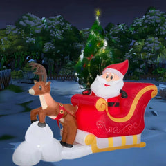 Christmas Inflatables 1.5M Santa Claus Riding Sled Reindeer Built-in LED Indoor Outdoor Fun Decoration Yard Garden Holiday Party - NTKSTORE