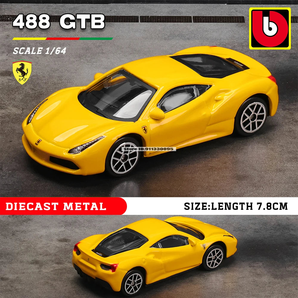 Bburago 1:64 Ferrari series 296 GTB 458 488 F12 ROMA F40 alloy luxury car die-casting car model toy collection gift