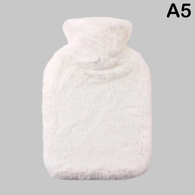 2L Hot Water Bag Protective Case Winter Removable Plush Cover Cold-proof Warm Faux Fur Fleece Cover Heat Preservation Covers