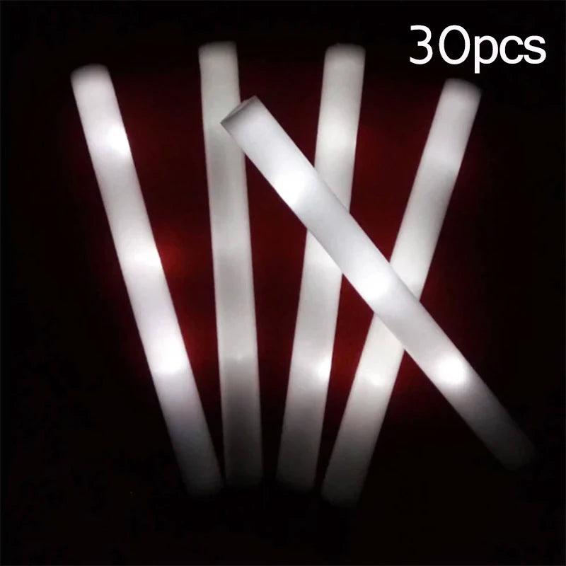 15/30Pcs LED Glow Sticks Bulk Colorful RGB Glow Foam Stick Cheer Tube Dark Light for Xmas Birthday Wedding Party Supplies - NTKSTORE