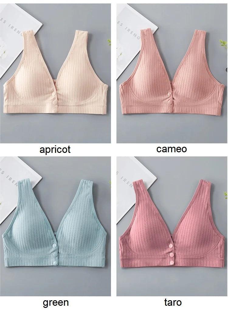 Female Mom Nursing Bra Cotton Maternity Thin Women Breastfeeding Underwear Front Open Buckle Breathable Ladies Women Brassiere - NTKSTORE