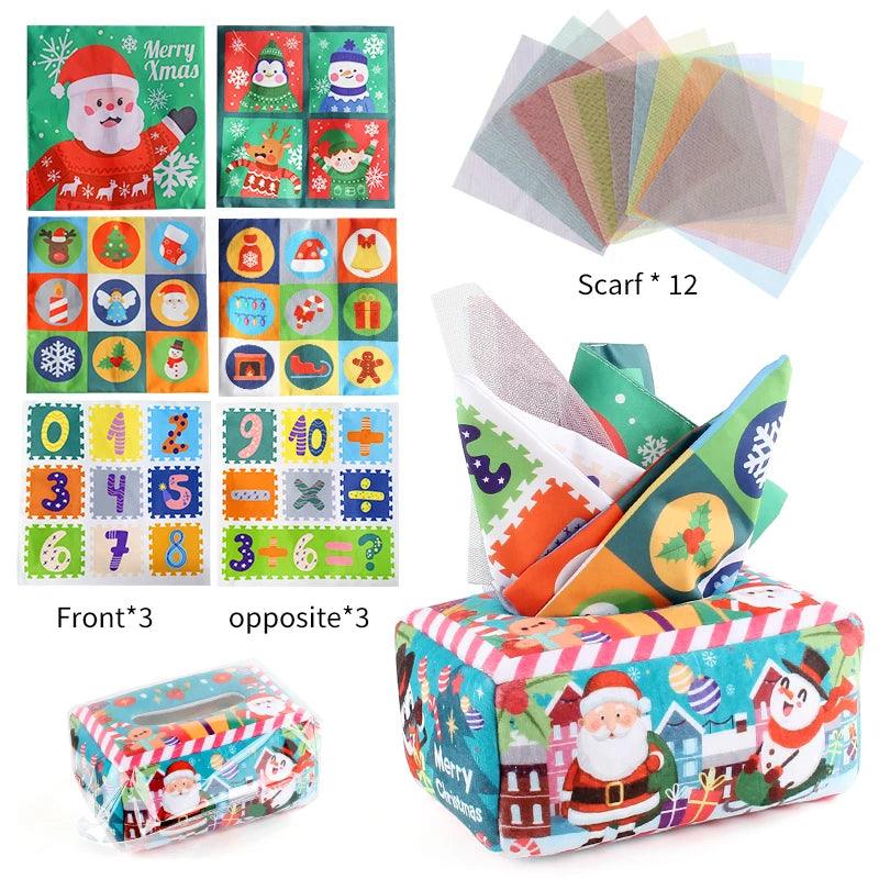 Baby Tissue Box Montessori Educational Toys Colorful Soft Sensory Toy For Toddler Finger Exercise Pumping Silk Scarf Gifts 0-18M - NTKSTORE