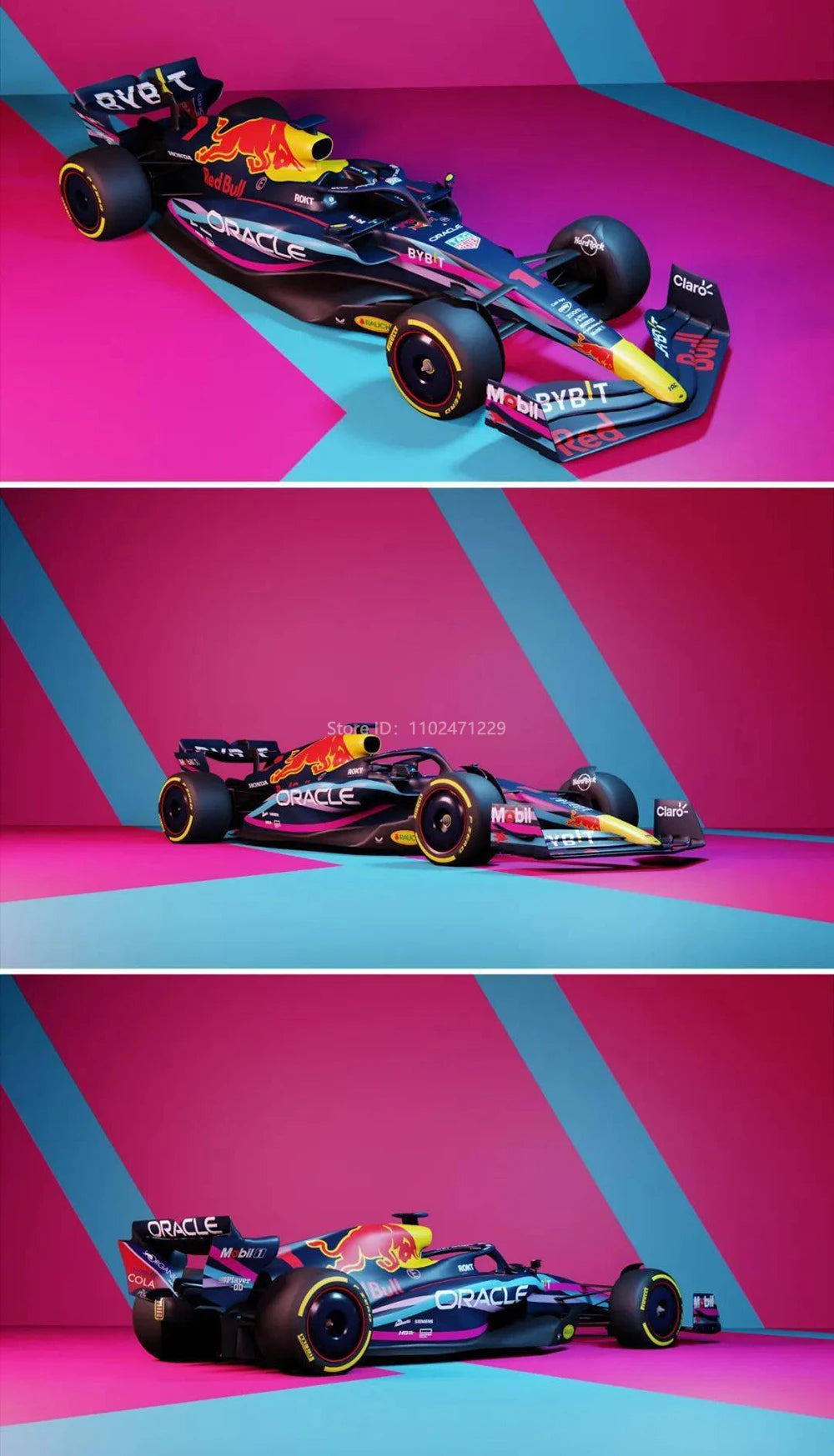 Bburago 1:43 F1 Red Bull Racing TAG RB19 2023 Las Vegas Livery #1 Verstappen #11 Perez Alloy Car Die Cast Model Toy Collectible