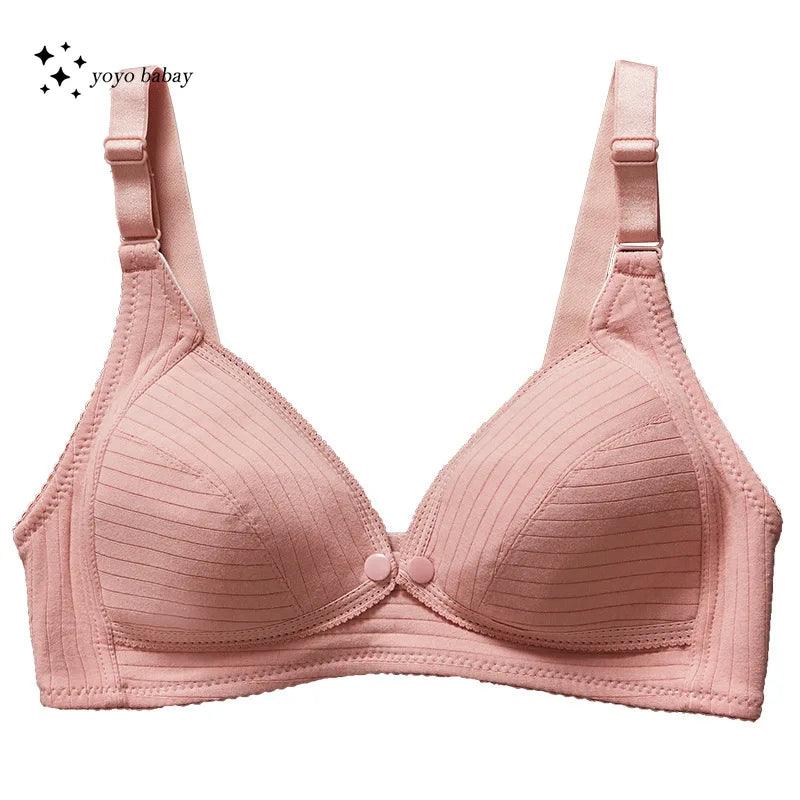 Soft Wire Free Nursing Bra 100% Cotton Breastfeeding Maternity Suckling Button Brassiere for Pregnant Women Underwear Clothing - NTKSTORE