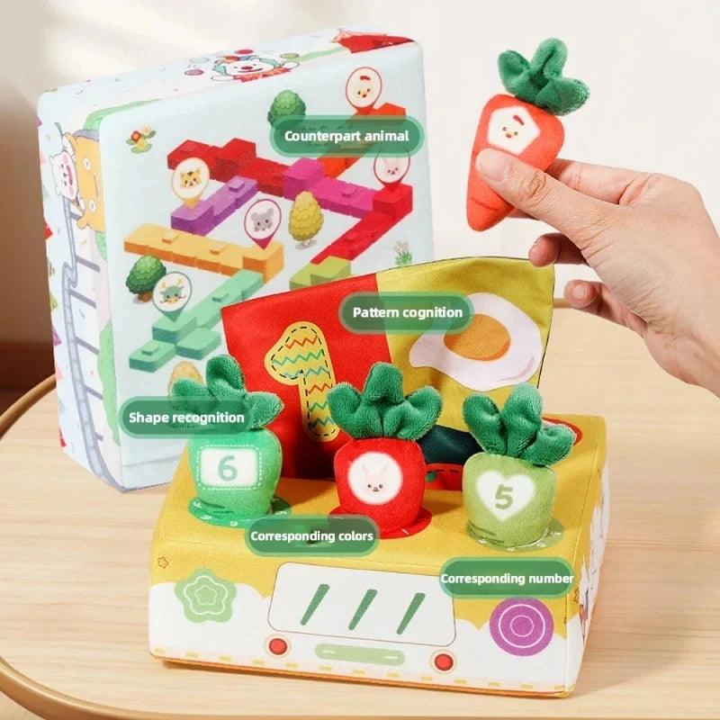 Baby Tissue Box Pull Out Radish Toys Carrot Harvest Toddler Fine Motor Skills Montessori Early Learning Educational Games Toys - NTKSTORE