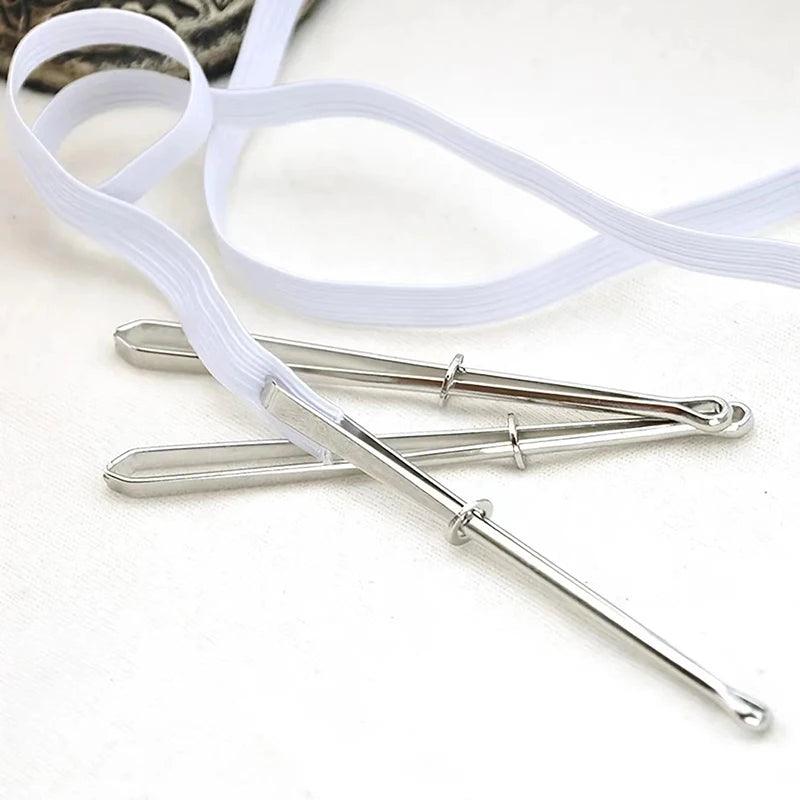 2pcs Stainless Steel Garment Clips Sewing DIY Tools Elastic Band Tape Punch Cross Stitch Threader Wear Rope Elastic Clamp - NTKSTORE