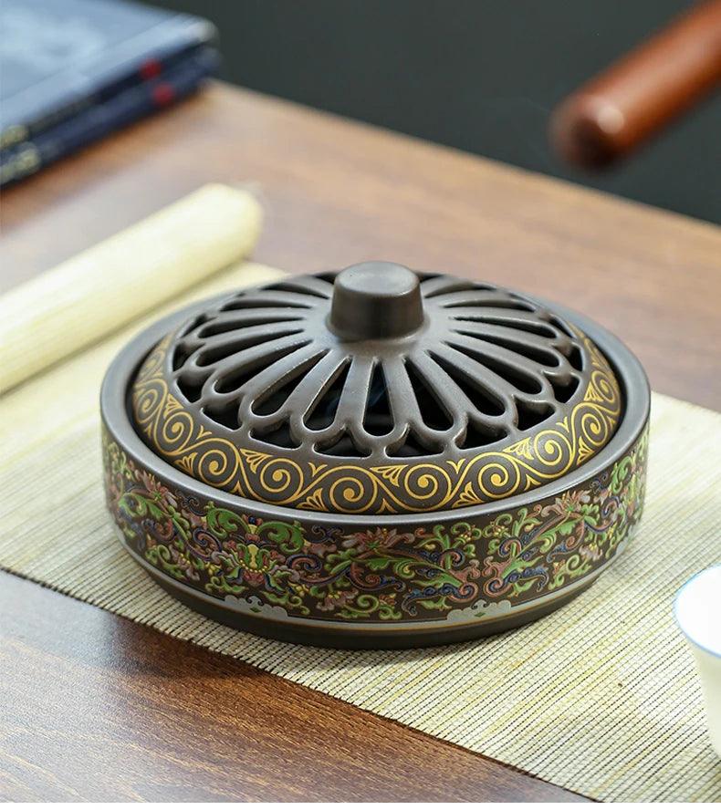 Mosquito incense box with cover incense burner Household ceramic tray incense burner mosquito incense burner decoration - NTKSTORE