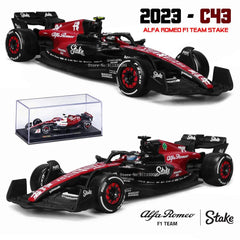 Bburago 1:43 F1 2023 24# Zhou Guanyu Alfa Romeo F1 Team Stake C43 77# Valtteri Bottas Alloy Car Die Cast Car Model Competition - NTKSTORE