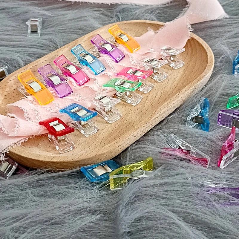 20/50/100PCs Sewing Clips Plastic DIY Crafting Crocheting Knitting Clothing Clips Assorted Colors Craft Securing Quilting Clip - NTKSTORE