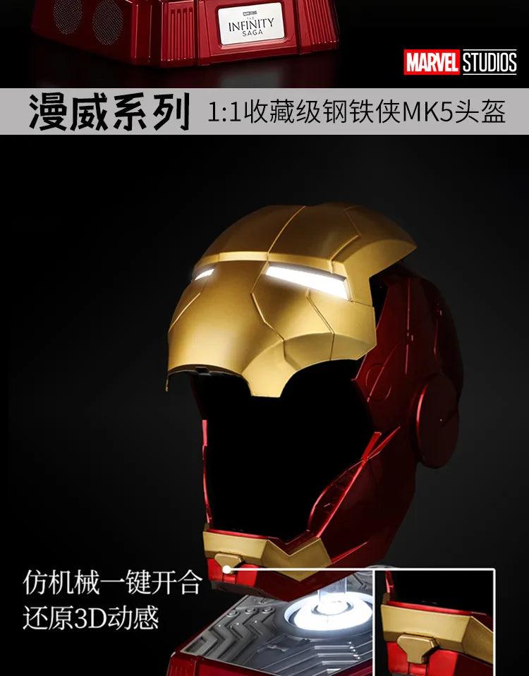 Hot 60cm Iron Man 1:1 Cosplay Helmet Marvel Avengers Light Led Ironman Mask Action Figure Model Toy Child Adult Christmas Gift - NTKSTORE