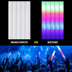 15/30Pcs LED Glow Sticks Bulk Colorful RGB Glow Foam Stick Cheer Tube Dark Light for Xmas Birthday Wedding Party Supplies - NTKSTORE