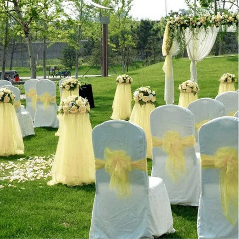 5/10M Sheer Crystal Wedding Tulle Roll Organza Fabric For Wedding Birthday Party Backdrop Decor DIY Wedding Organza Chair Sashes - NTKSTORE