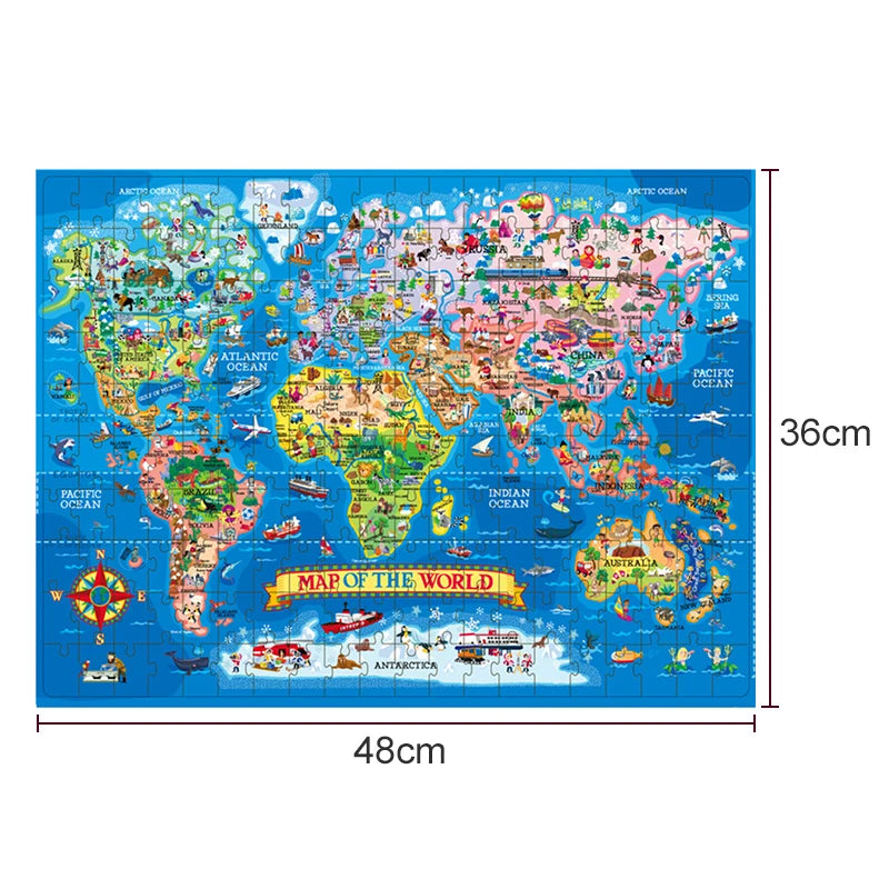 World Map Puzzle for Kids Gifts - 200 Piece - Learning Aid & Educational Games Toy for Kids Age 4 and Above - NTKSTORE