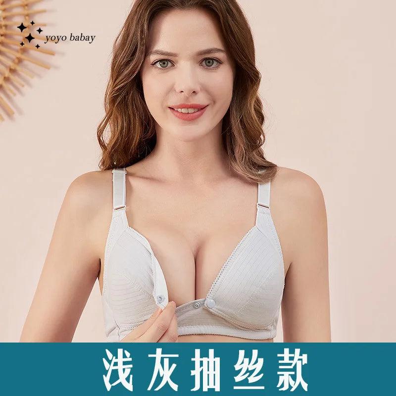 Soft Wire Free Nursing Bra 100% Cotton Breastfeeding Maternity Suckling Button Brassiere for Pregnant Women Underwear Clothing - NTKSTORE