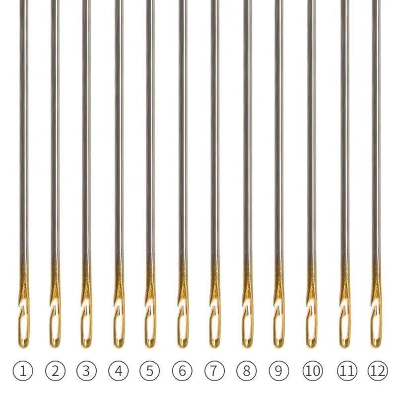 30pcs Blind Sewing Needle Elderly Stainless Steel Quick Automatic Self-Threading Needle Stitching Pins DIY Punch Needle Threader - NTKSTORE