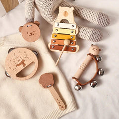 Kids Wooden Montessori Toys Musical Instruments Rattle Bell Drum Xylophone Percussion for Baby Early Educational Instruments Toy - NTKSTORE