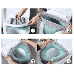 O-shaped Universal Bathroom Washable Toilet Warm Toilet Seat Cover Comfortable Thick Knitted Cushion Closestool Mat Pad Cover