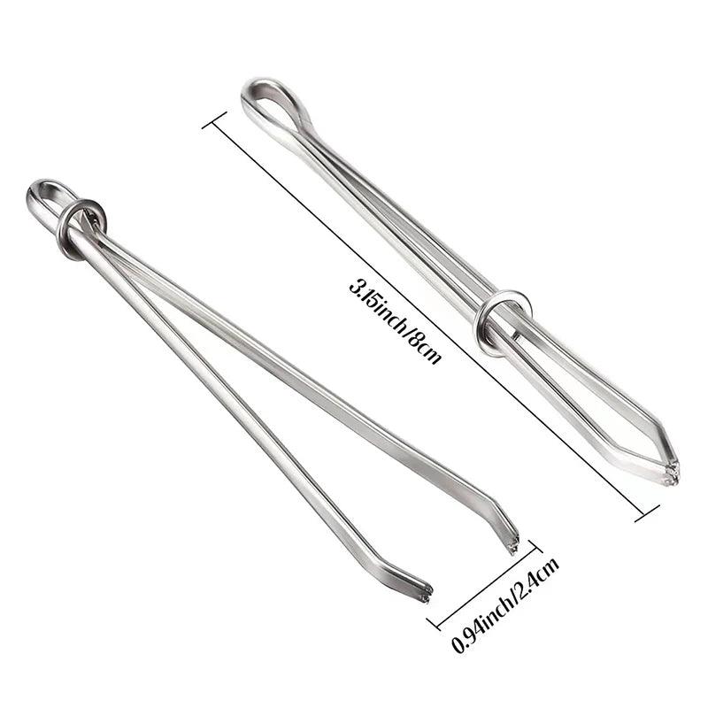 2pcs Stainless Steel Garment Clips Sewing DIY Tools Elastic Band Tape Punch Cross Stitch Threader Wear Rope Elastic Clamp - NTKSTORE