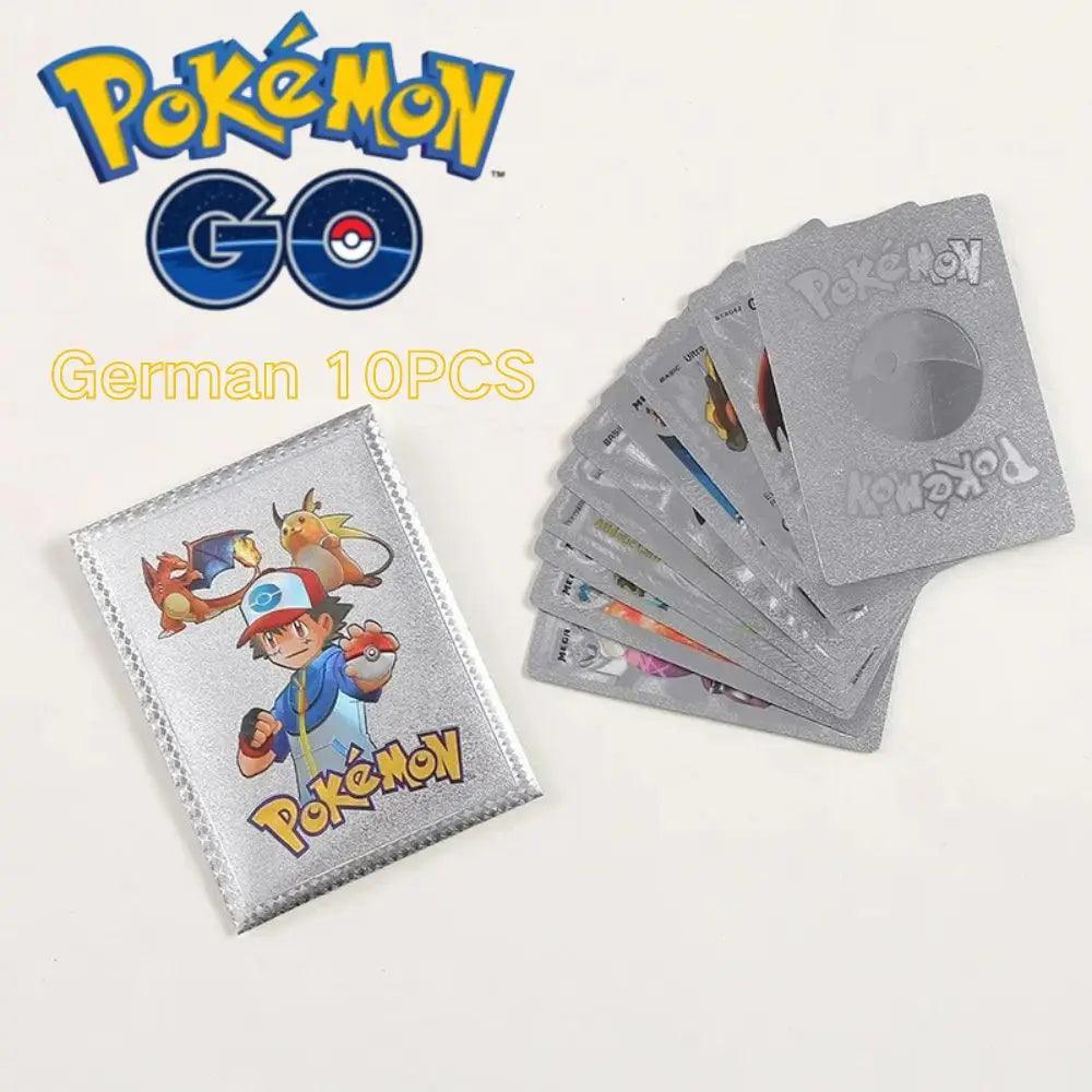 10Pcs Pokemon Cards German Spanish French English Vmax GX Color Energy Card Pikachu Rare Collection Battle Trainer Boys Gift - NTKSTORE