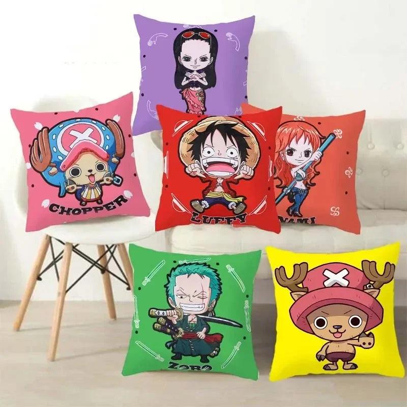 Hot Anime One Piece Luffy Figure Toys Cartoon Zoro Tony Chopper Printed Pillows Cover Birthday Party Decoration Toys Gift 45cm - NTKSTORE