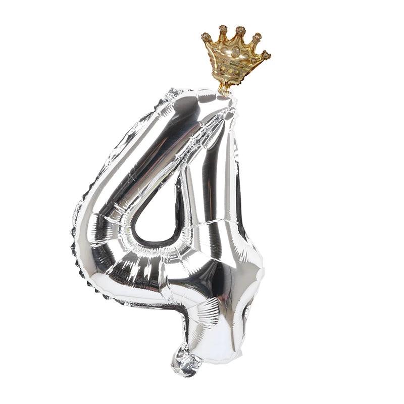2pcs 32inch Rainbow Number Foil Balloons with Crown for Kids Boy Girl 1st Birthday Party Decorations Rose Gold Figures Globos - NTKSTORE