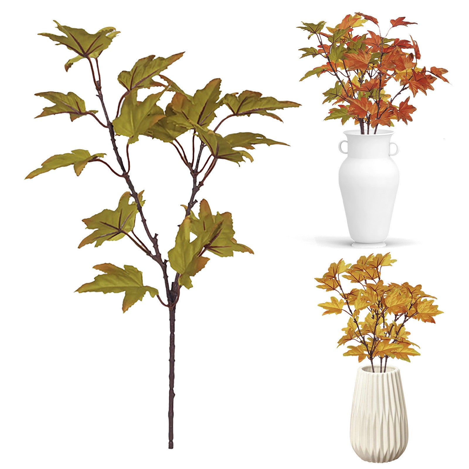 Artificial Leaves Kitchen Fall For Home Maple Stems Thanksgiving Leaves Outdoor Decor Branch Vase Flowers Artificial Tall - NTKSTORE