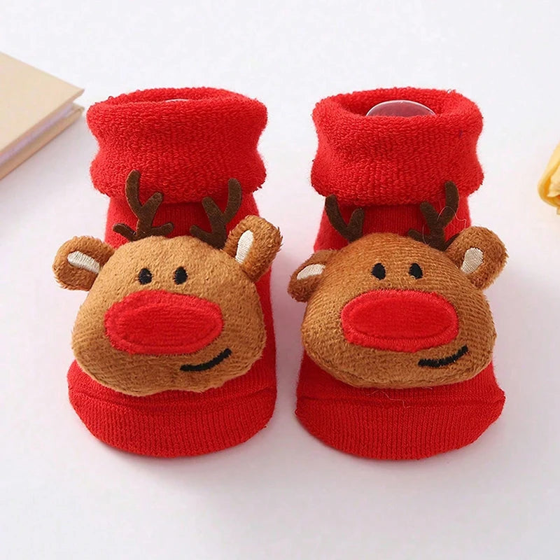 Kids Christmas Socks For 0-12Months Children's Short Socks Girls Boys Winter Warm Cotton Toddler New Year Gift Santa Claus Socks - NTKSTORE