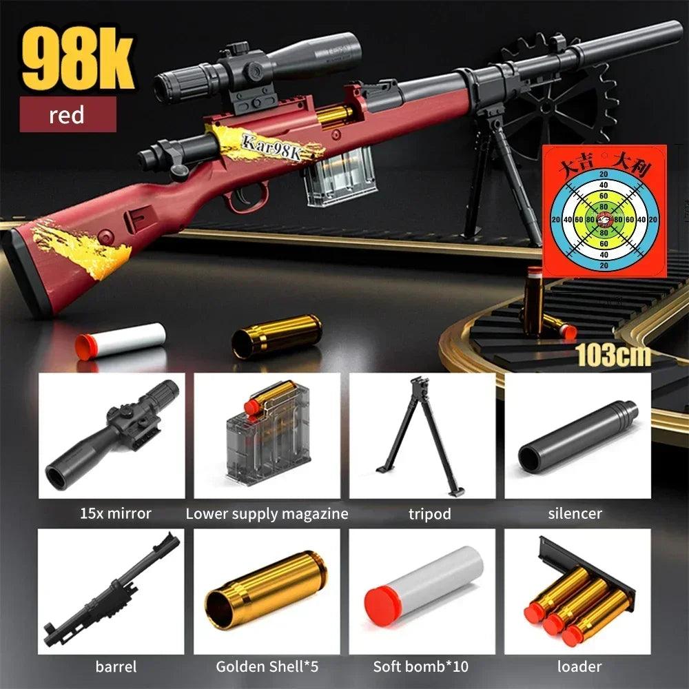 98k AWM Shell Eject Sniper Rifle EVA Soft Bullet Toy Gun - NTKSTORE