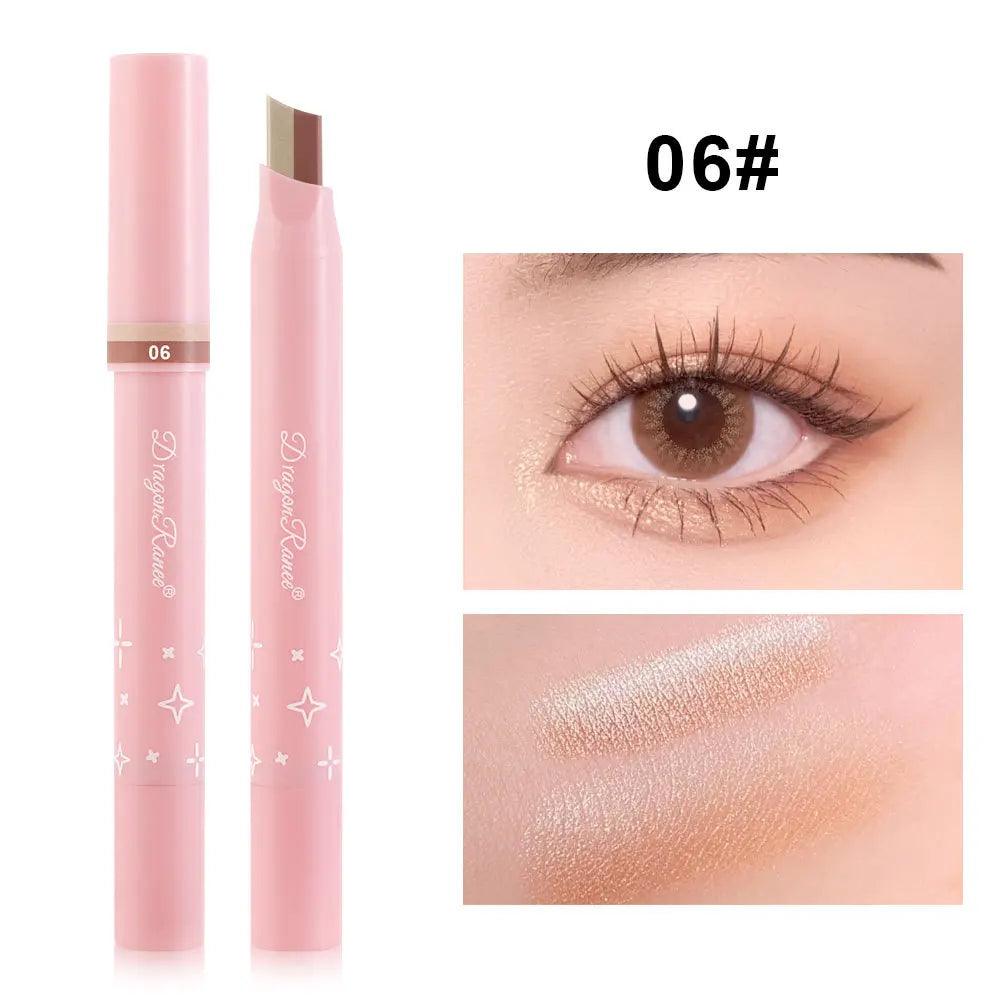 Metallic Grey Silver Eyeshadow Eyeliner Pencil Long-lasting Silkworm Highlighter Pen Two-color Shimmer Gradient Eye Shadow Stick - NTKSTORE