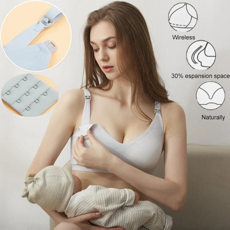 Ultra Thin Laser Cutting Ladies Feeding Bra Seamless Removable Padded Breastfeeding Bras Plus Size Push Up Maternity Support Bra - NTKSTORE