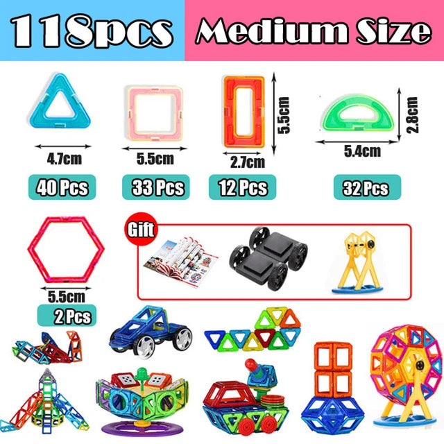 Magnets Toys for Kids 30-168pcs Medium Size Magnetic Blocks Magnetic Constructor Designer Set Educational Toys for Children