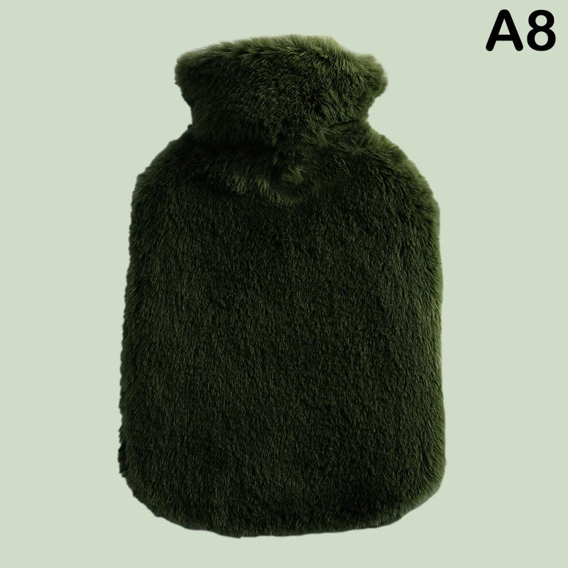 2L Hot Water Bag Protective Case Winter Removable Plush Cover Cold-proof Warm Faux Fur Fleece Cover Heat Preservation Covers