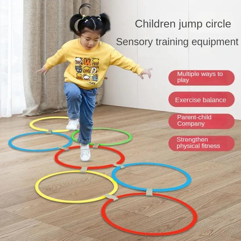 New Outdoor Kids Funny Physical Training Sport Toys Lattice Jump Ring Set Game 10 Hoops 10 Connectors for Park Play Boys Girls - NTKSTORE