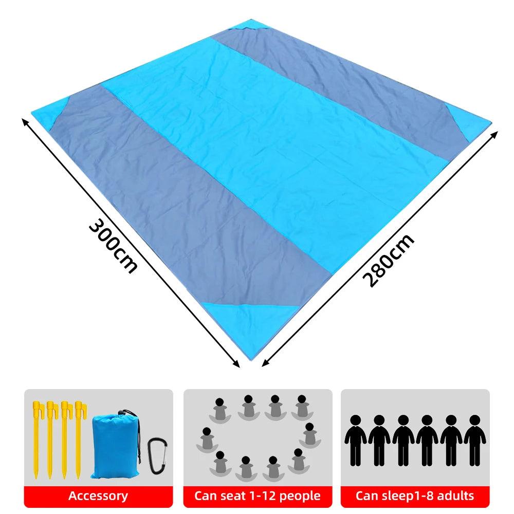 Waterproof Beach Mat Extra Large Outdoor Camping Mat Blanket Folding Sand Free Pocket Mattress Portable Lightweight Picnic Mat - NTKSTORE