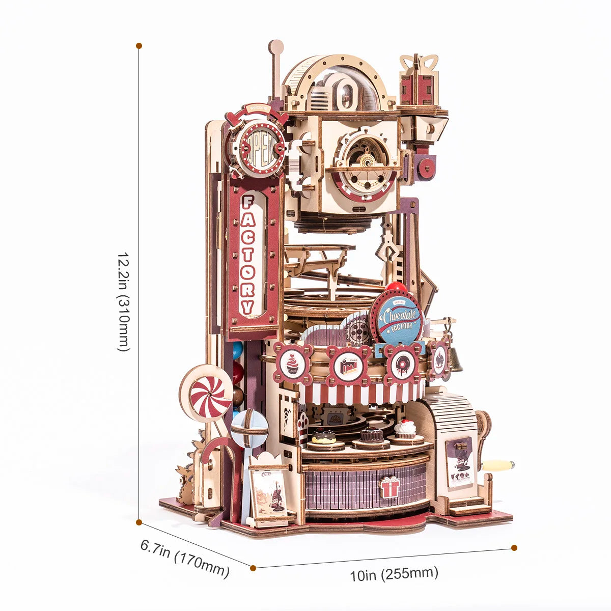 Robotime ROKR 420pcs DIY Chocolate Factory 3D Wooden Puzzle Assembly Marble Run Toy Gift for Children Teens Adult LGA02 - NTKSTORE