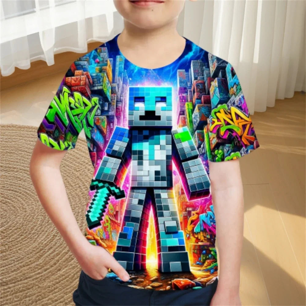 Children's Clothing Adventure Style Boys Clothes Cartoon T-Shirt for A Boy Fashion 2024 Baby Summer Clothes O-Neck Children Top - NTKSTORE