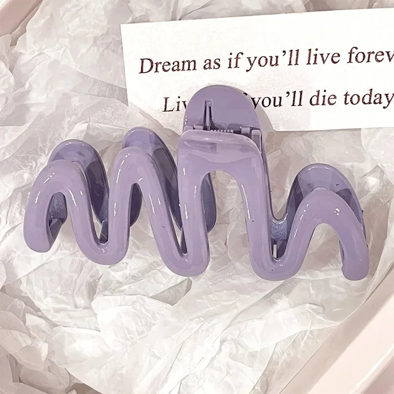 Colorful Wave Hair Claw Clips Women Korean Plastic Shark Hair Clip Geometry High Ponytail Barrette Hairpin Girl Hair Accessories - NTKSTORE