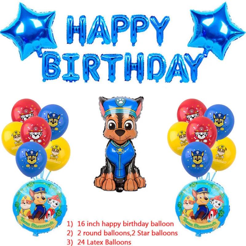 PAW Patrol Birthday Party Decorations Latex Aluminum Foil Balloons Disposable Tableware Kids Event Supplies Chase Marshall Skye - NTKSTORE