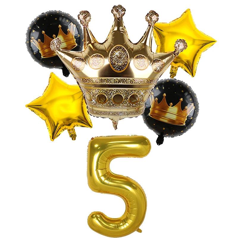 2pcs 32inch Rainbow Number Foil Balloons with Crown for Kids Boy Girl 1st Birthday Party Decorations Rose Gold Figures Globos - NTKSTORE