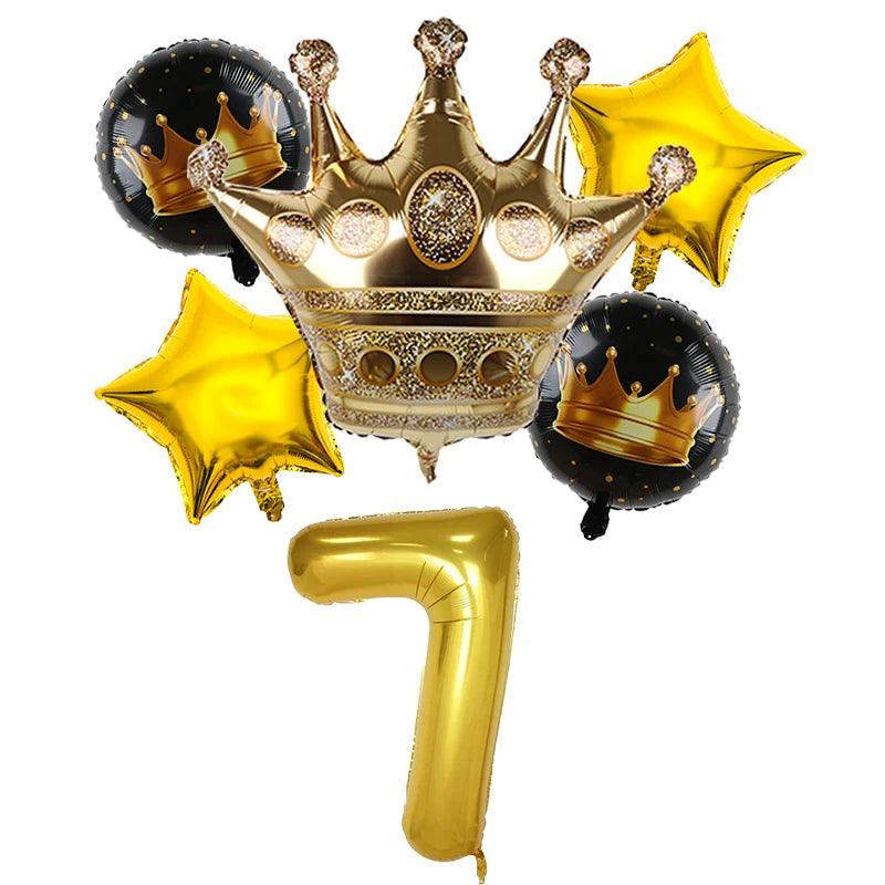 2pcs 32inch Rainbow Number Foil Balloons with Crown for Kids Boy Girl 1st Birthday Party Decorations Rose Gold Figures Globos - NTKSTORE