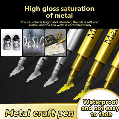 Gold Silver Metallic Marker Pen Waterproof Permanent Paint Marker Pen for Rock, Mug, Ceramic, Glass DIY Painting Supplies - NTKSTORE