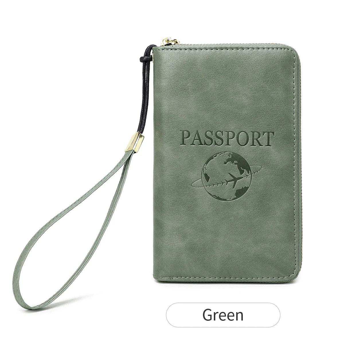 Fashionable and Portable RFID Travel Passport CasePULeather Multi functional Credit Card Passport Bag Neutral Travel Accessories - NTKSTORE