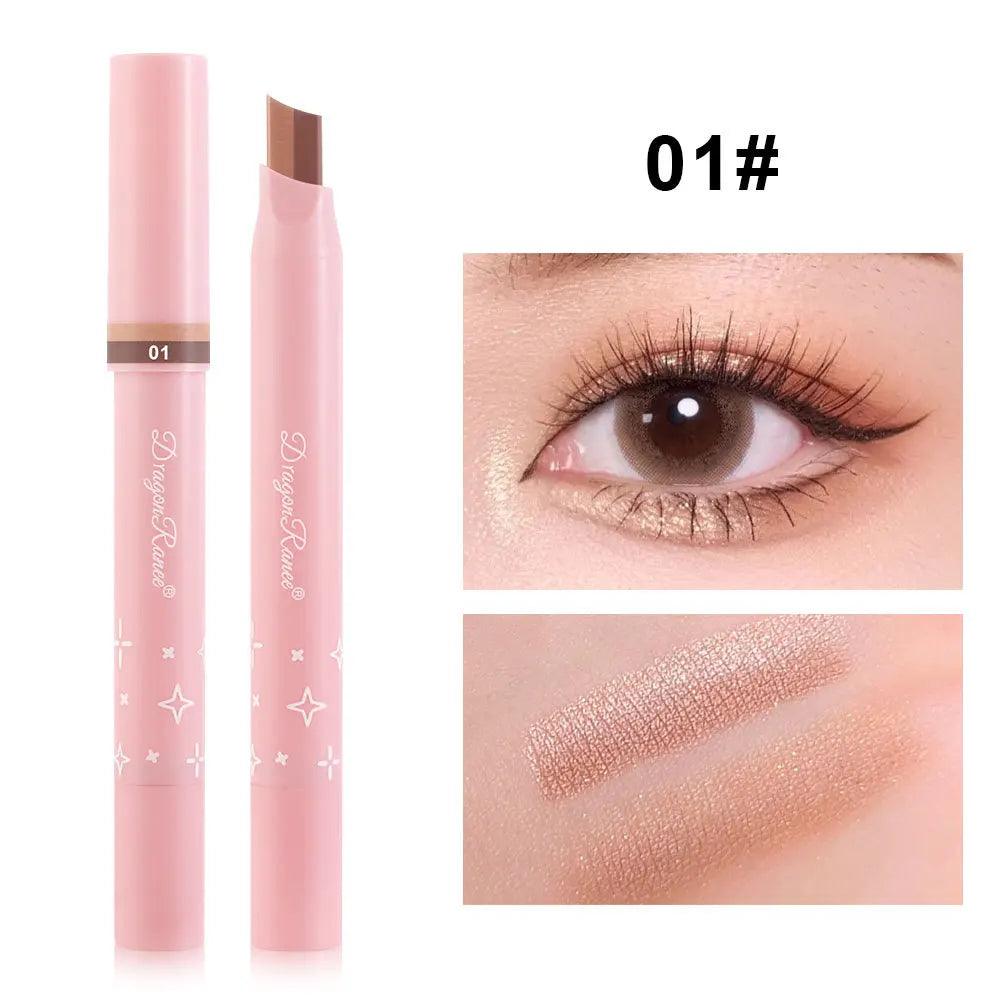 Metallic Grey Silver Eyeshadow Eyeliner Pencil Long-lasting Silkworm Highlighter Pen Two-color Shimmer Gradient Eye Shadow Stick - NTKSTORE