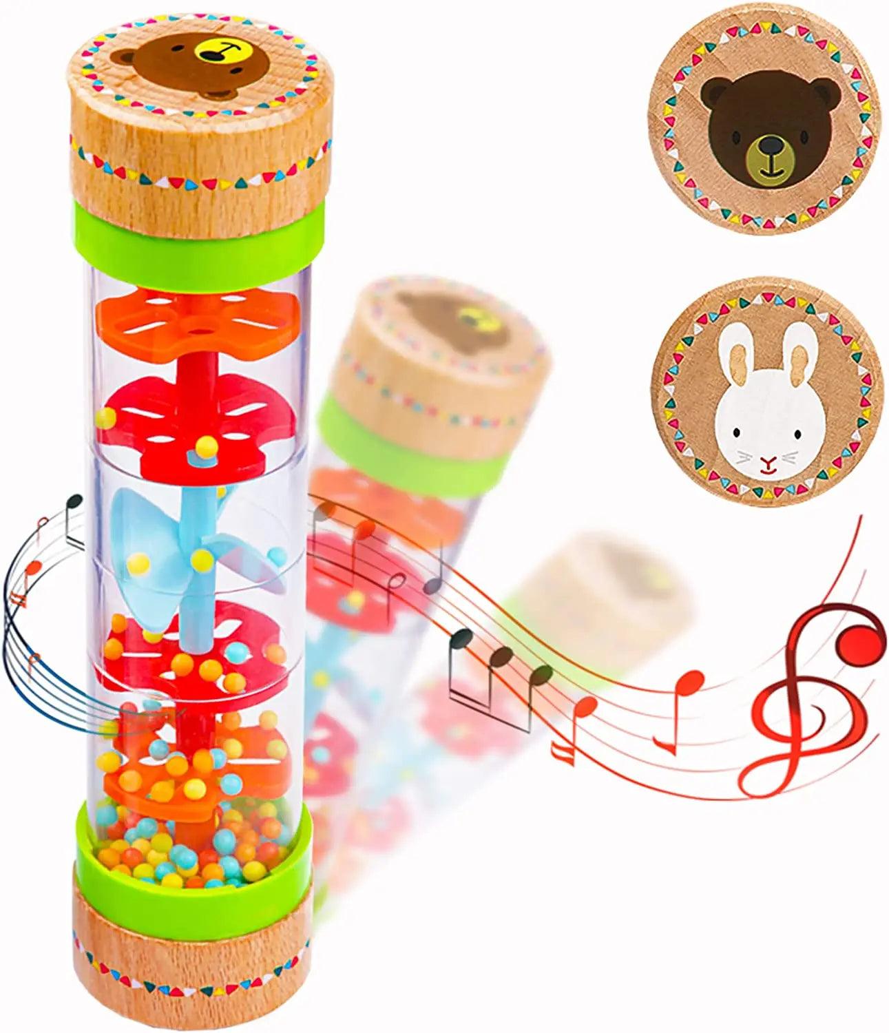 Montessori Baby Rain Stick Rainbow Hourglass Rain Music Rattle Baby Educational Toy Rainmaker Montessori Sensory Toys for Kids - NTKSTORE